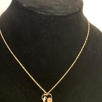 14k George Krementz Floral Pendant & Necklace