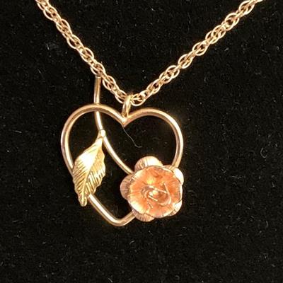 14k George Krementz Floral Pendant & Necklace