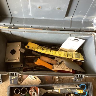 O766 Large Lot of Metal and Plastic Tool Boxes with Tools