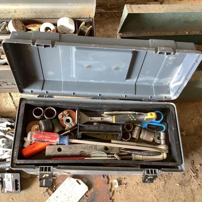 O766 Large Lot of Metal and Plastic Tool Boxes with Tools