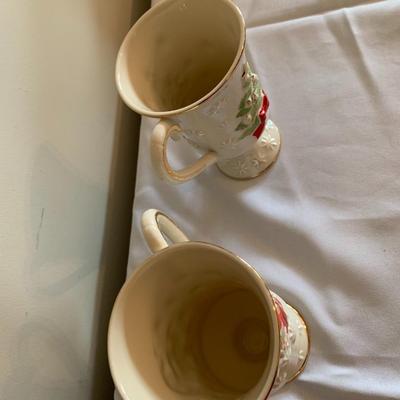 Lenox Embossed Christmas Mugs