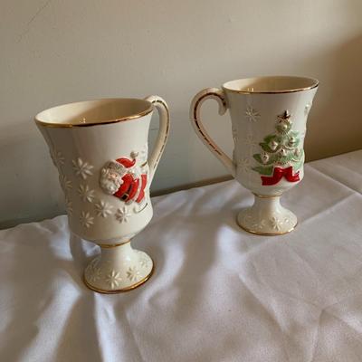 Lenox Embossed Christmas Mugs