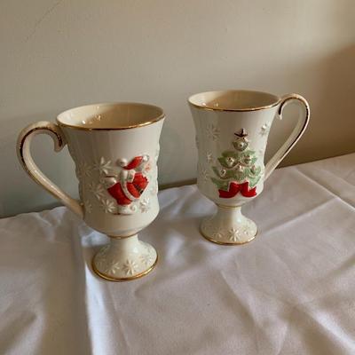 Lenox Embossed Christmas Mugs