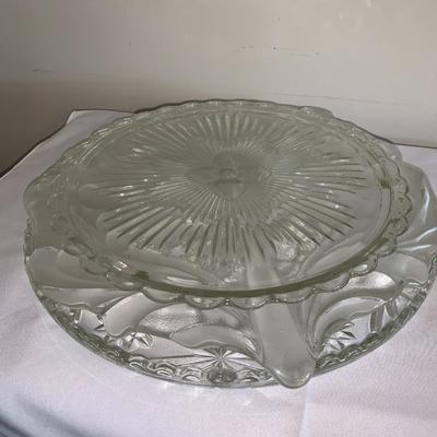 set of three glass platters, large plates