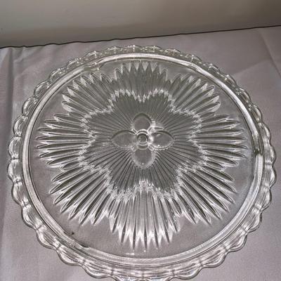 set of three glass platters, large plates