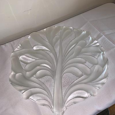 set of three glass platters, large plates