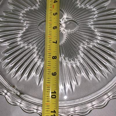 set of three glass platters, large plates