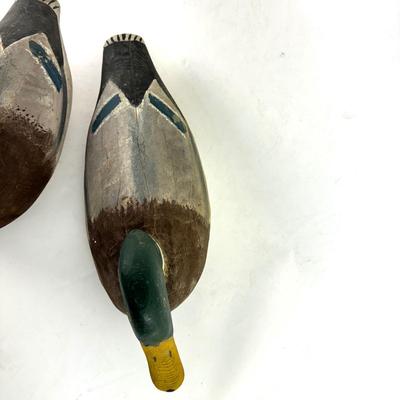 875 Two Vintage Hand-Carved Mallard Decoys