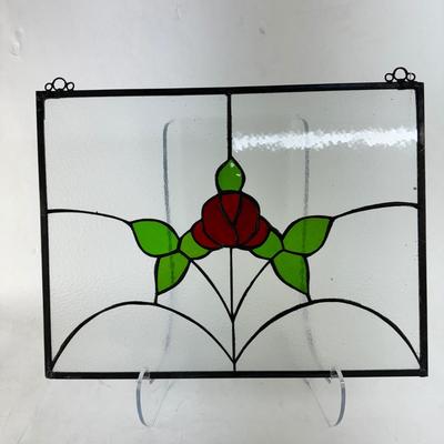 877 Rose Stained Glass Leaded Window