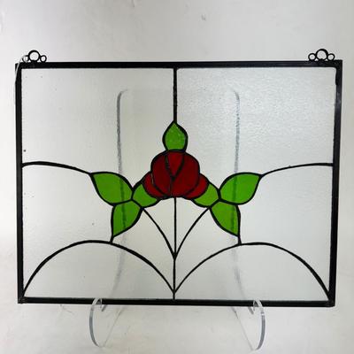 877 Rose Stained Glass Leaded Window
