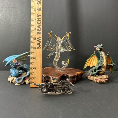 LOT 142X: Dragon Figurines - 22k Gold Trimmed Dragon, Summit Collection & More