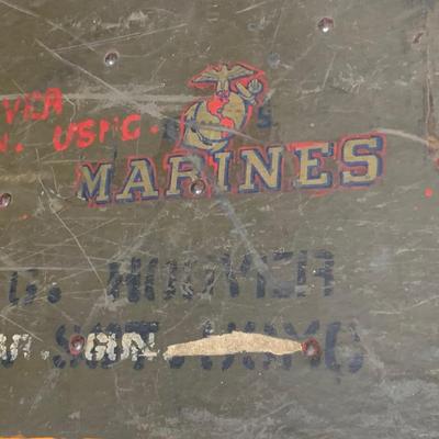 LOT 261 B: Vintage U.S. Marine Corp. Personal Trunk W/ Hand Built Insert
