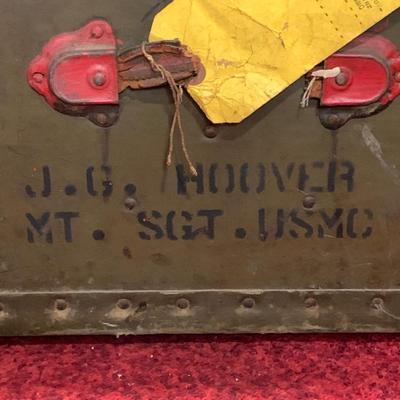 LOT 261 B: Vintage U.S. Marine Corp. Personal Trunk W/ Hand Built Insert