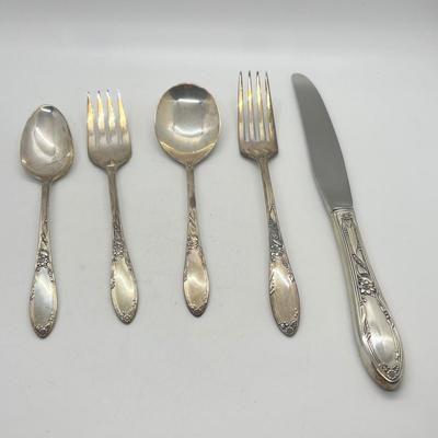 LOT 300K: Vintage Virginian Pattern Oneida Sterling Silver Silverware Place Settings (4), And Weighted Base Sterling Silver Compote