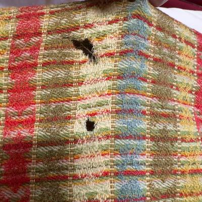 U 1092 Antique Large Handwoven Throw Blanket Coverlet