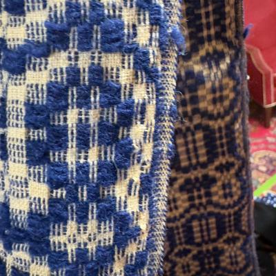 U 1094 Antique Blue & White Handwoven Coverlet