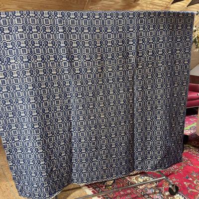 U 1094 Antique Blue & White Handwoven Coverlet