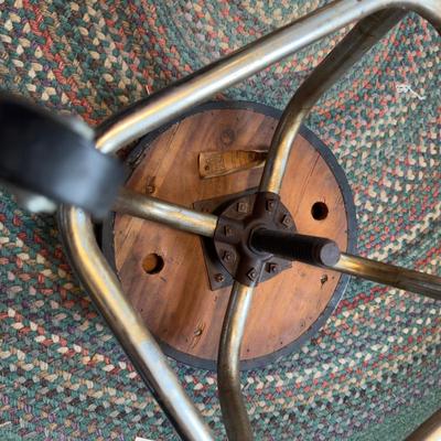 W1097 1950's Metal Adjustable Stool On Wheels