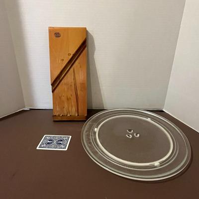 Ekco Wood Knife Block and Microwave Plate