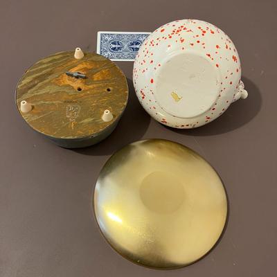 Ceramic Pot, Plate, and Hand Crank Base