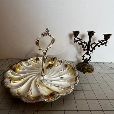 Silver Candy Dish and Candelabra