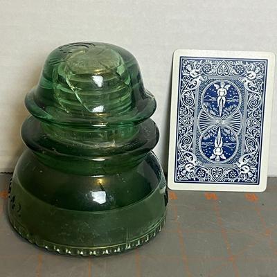 Vintage McLaughlin Green Threaded Glass Insulator (More on page 5 ! )