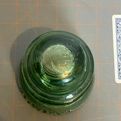Vintage McLaughlin Green Threaded Glass Insulator (More on page 5 ! )