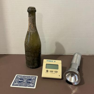 Green Glass Bottle, Caller ID, and Flashlight