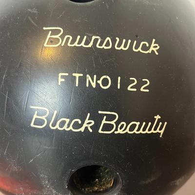 Vintage Brunswick Black Beauty Bowling Ball and Bowling Book