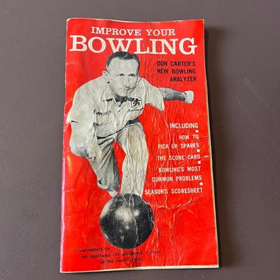 Vintage Brunswick Black Beauty Bowling Ball and Bowling Book