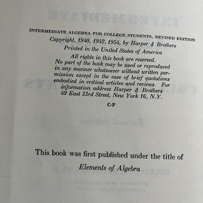 Vintage Books: Elements of Calculus, Basic Mathematics, Intermediate Algebra, Plane Geometry, Trigonometry, New Solid Geometry