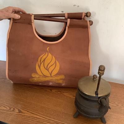 W776 Vintage Cast Iron & Brass Fire Starter and Log Holder