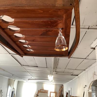 W779 Pine Hanging Wine Glass Rack