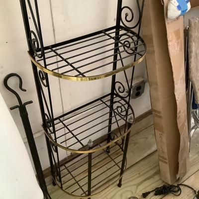 W781 Black and Gold Etagere Shelf/ Bakers Rack/ Plant Stand