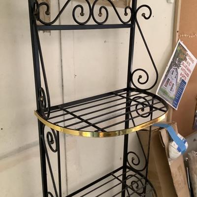 W781 Black and Gold Etagere Shelf/ Bakers Rack/ Plant Stand