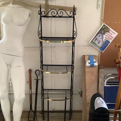W781 Black and Gold Etagere Shelf/ Bakers Rack/ Plant Stand