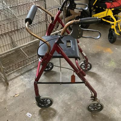 W787 Go-Lite Burgundy Rolator with Bench Seat Walker
