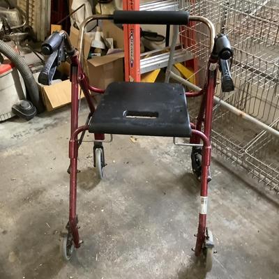 W787 Go-Lite Burgundy Rolator with Bench Seat Walker