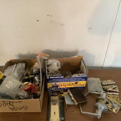 W1302 Assorted Doorknobs , Hinges, Locks, Etc.