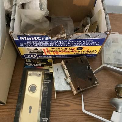 W1302 Assorted Doorknobs , Hinges, Locks, Etc.