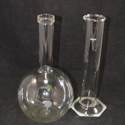 Set of 2 Vintage Pyrex Lab Flask and Dip Tube 12.5" & 11.75"