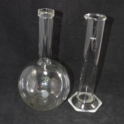 Set of 2 Vintage Pyrex Lab Flask and Dip Tube 12.5" & 11.75"