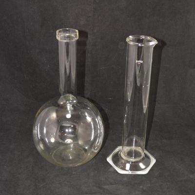 Set of 2 Vintage Pyrex Lab Flask and Dip Tube 12.5