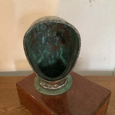 W1308 Vintage Copper Ship Stack Mounted on Wooden Base