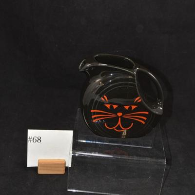 Small Vintage Fiesta Black Cat Juice Pitcher 6"x5.5"x3.25"