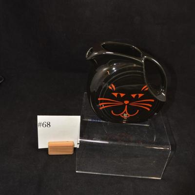 Small Vintage Fiesta Black Cat Juice Pitcher 6"x5.5"x3.25"