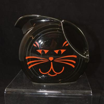 Small Vintage Fiesta Black Cat Juice Pitcher 6"x5.5"x3.25"