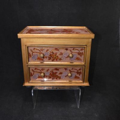 Glass Covered 2 Drawer Jewelry Box with Lid, Peru 9"x7.75"x5.5"
