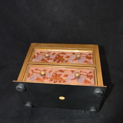 Glass Covered 2 Drawer Jewelry Box with Lid, Peru 9"x7.75"x5.5"