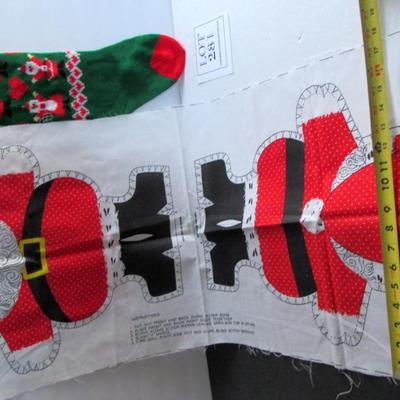Lot 281: Older Santa Fabric Pillow Pattern to Sew and Christmas Stocking